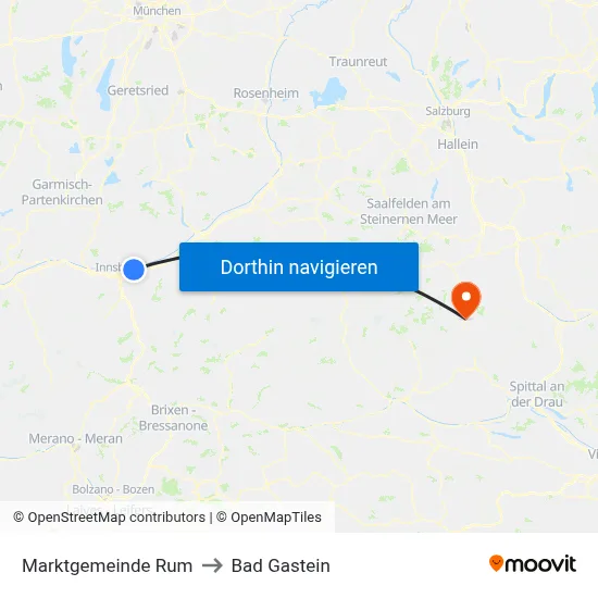 Marktgemeinde Rum to Bad Gastein map