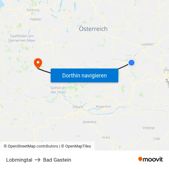 Lobmingtal to Bad Gastein map