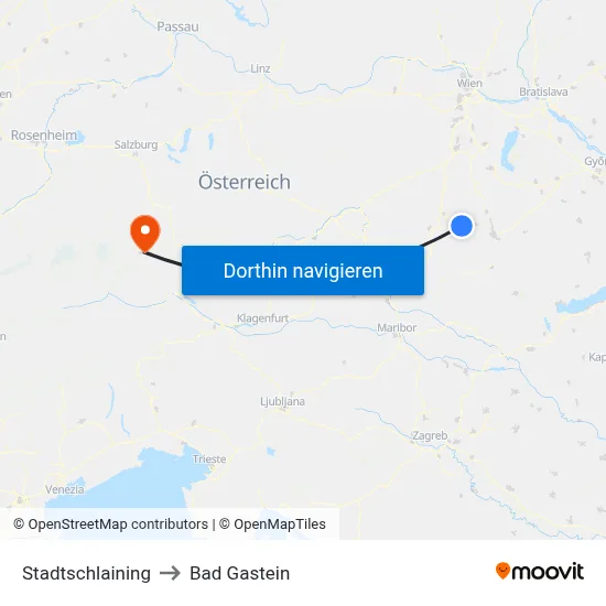 Stadtschlaining to Bad Gastein map