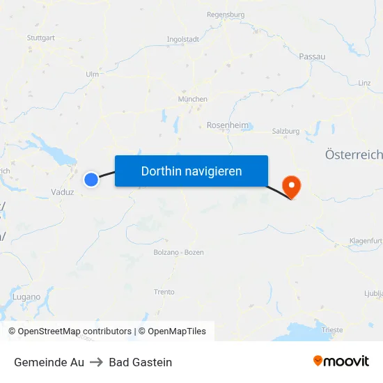 Gemeinde Au to Bad Gastein map