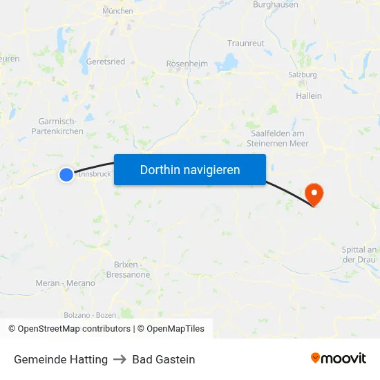 Gemeinde Hatting to Bad Gastein map