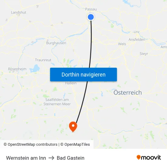 Wernstein am Inn to Bad Gastein map