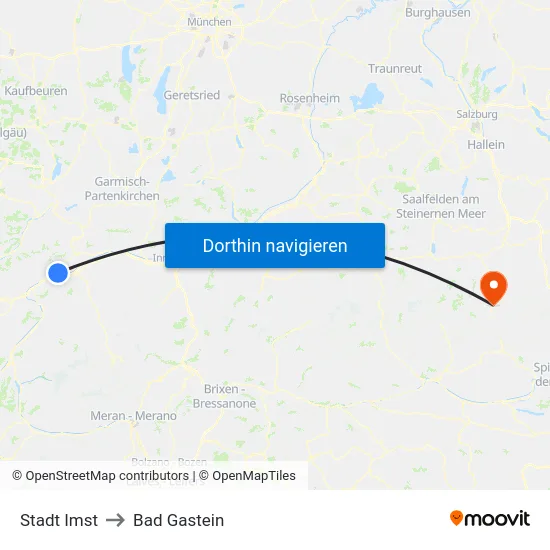 Stadt Imst to Bad Gastein map