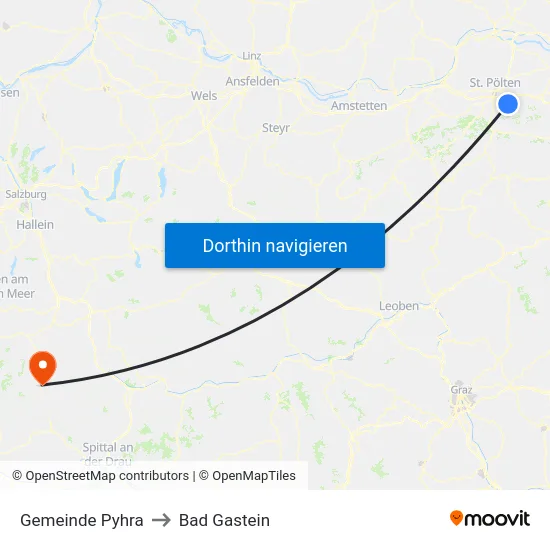 Gemeinde Pyhra to Bad Gastein map