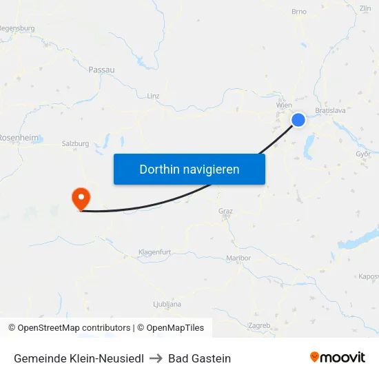 Gemeinde Klein-Neusiedl to Bad Gastein map