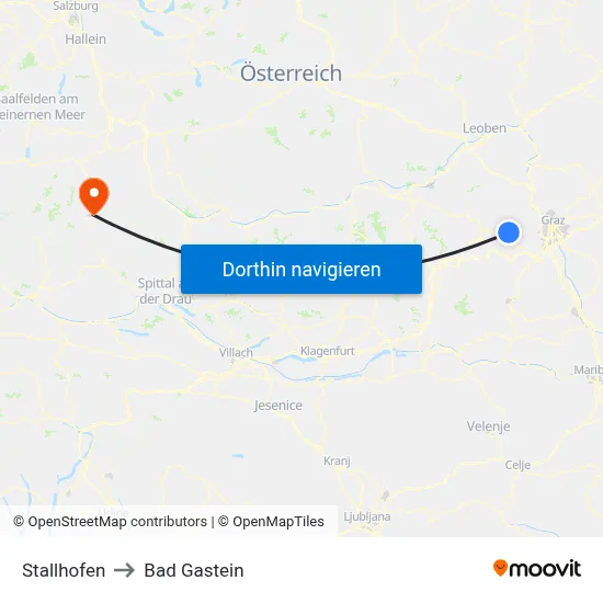 Stallhofen to Bad Gastein map
