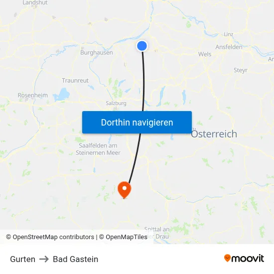 Gurten to Bad Gastein map