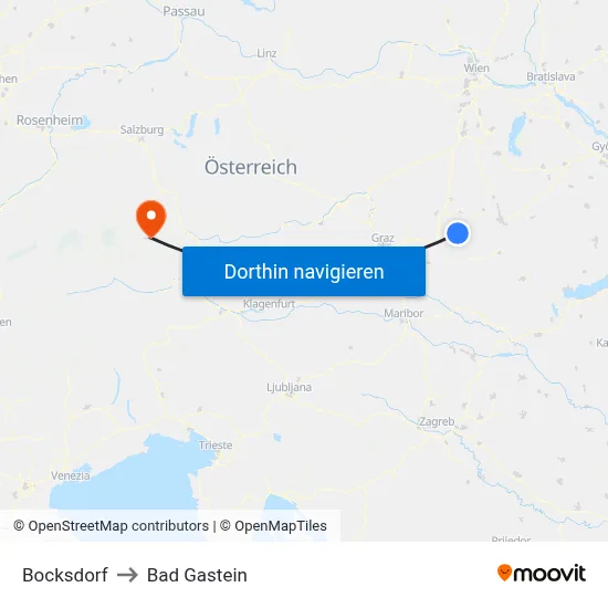 Bocksdorf to Bad Gastein map