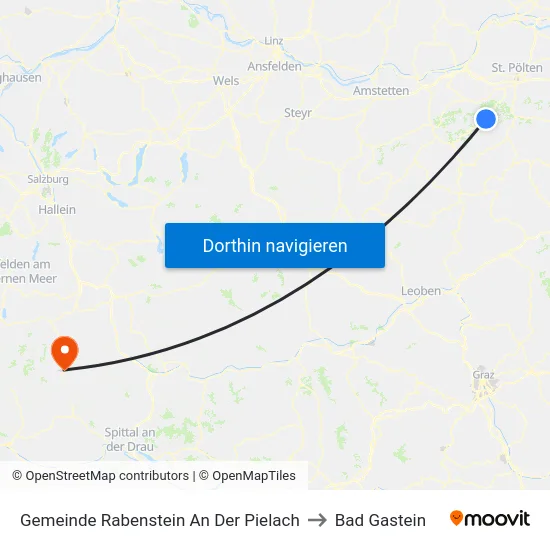 Gemeinde Rabenstein An Der Pielach to Bad Gastein map