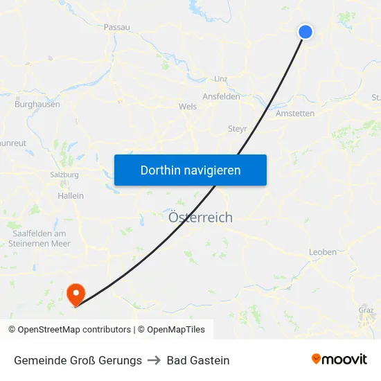 Gemeinde Groß Gerungs to Bad Gastein map