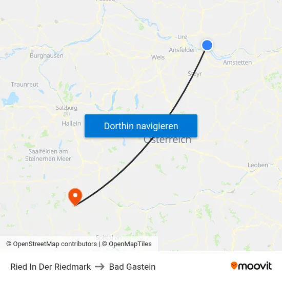 Ried In Der Riedmark to Bad Gastein map