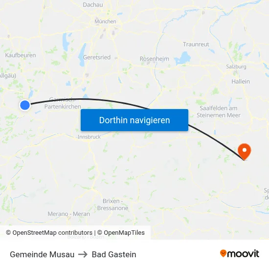 Gemeinde Musau to Bad Gastein map
