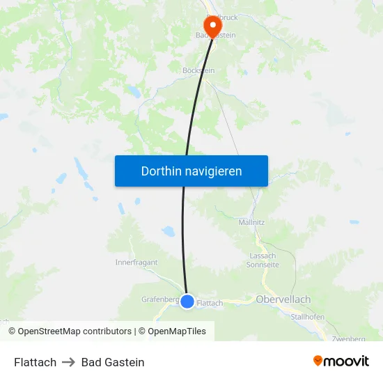 Flattach to Bad Gastein map