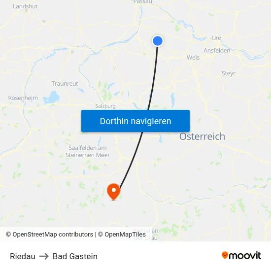 Riedau to Bad Gastein map