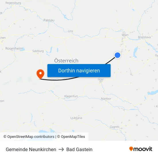 Gemeinde Neunkirchen to Bad Gastein map
