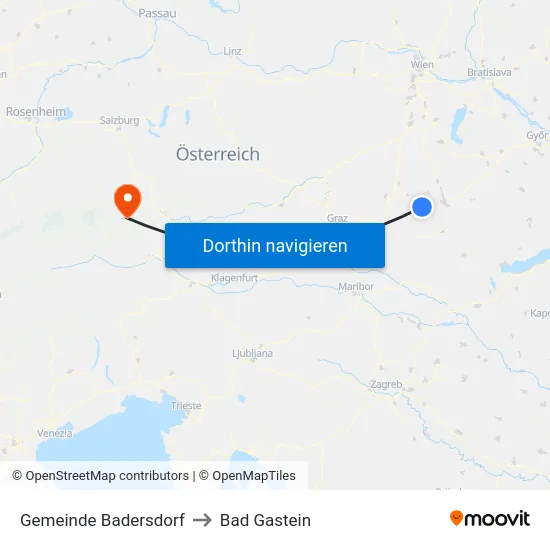 Gemeinde Badersdorf to Bad Gastein map