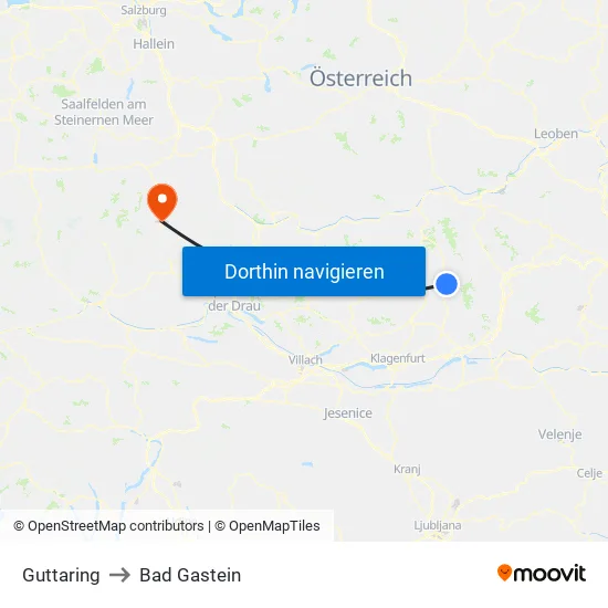 Guttaring to Bad Gastein map