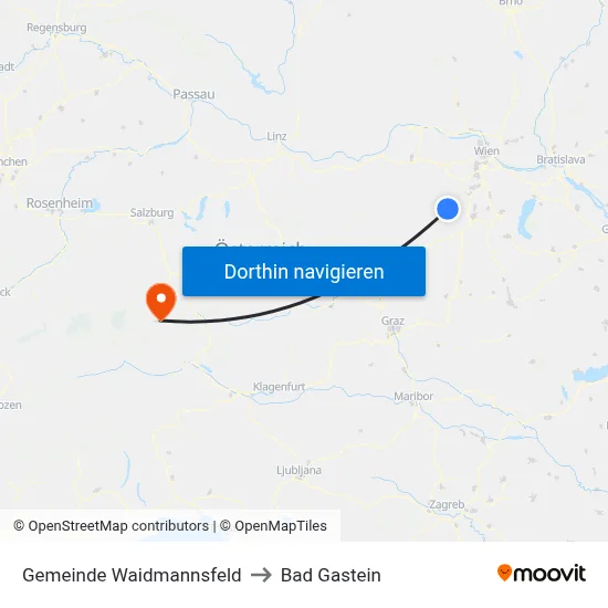 Gemeinde Waidmannsfeld to Bad Gastein map