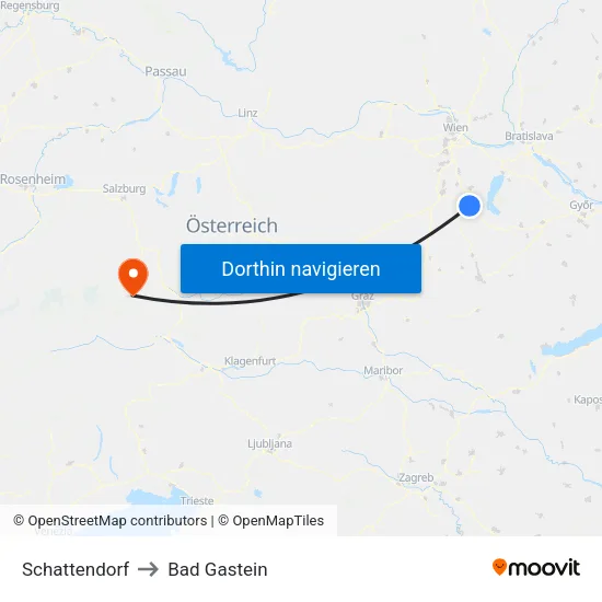 Schattendorf to Bad Gastein map