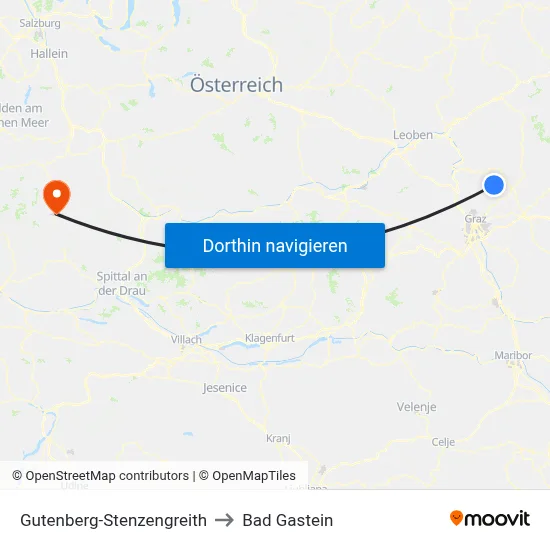 Gutenberg-Stenzengreith to Bad Gastein map