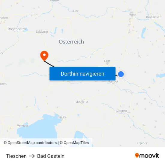 Tieschen to Bad Gastein map