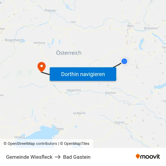 Gemeinde Wiesfleck to Bad Gastein map