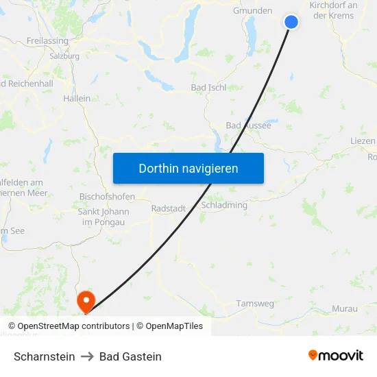 Scharnstein to Bad Gastein map