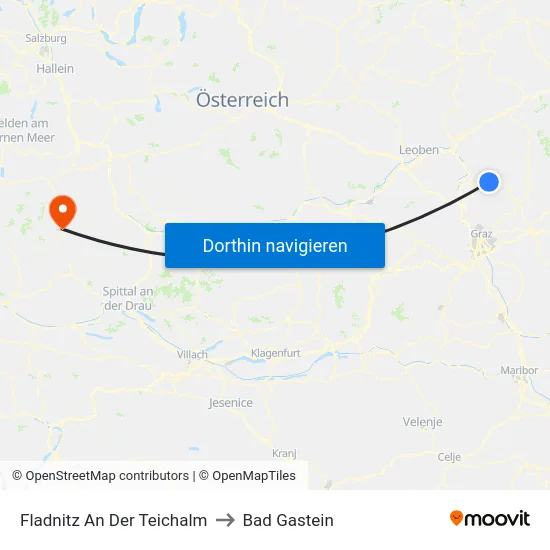 Fladnitz An Der Teichalm to Bad Gastein map