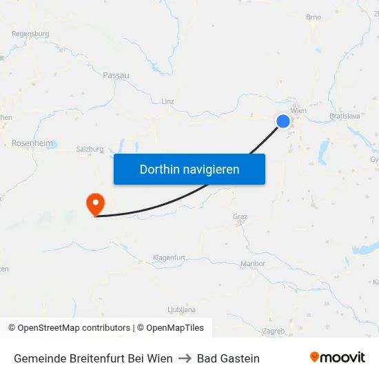 Gemeinde Breitenfurt Bei Wien to Bad Gastein map