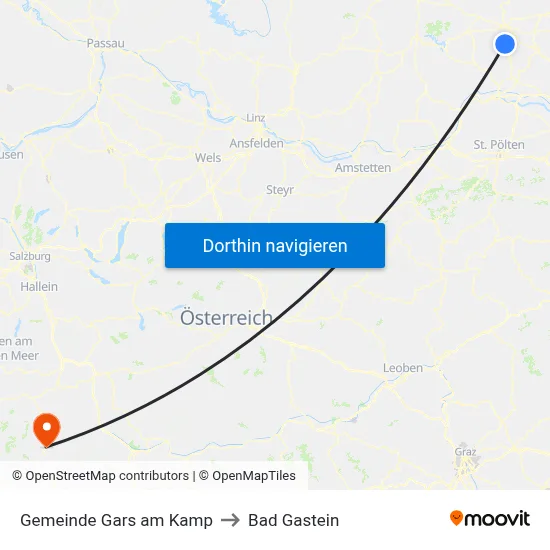 Gemeinde Gars am Kamp to Bad Gastein map