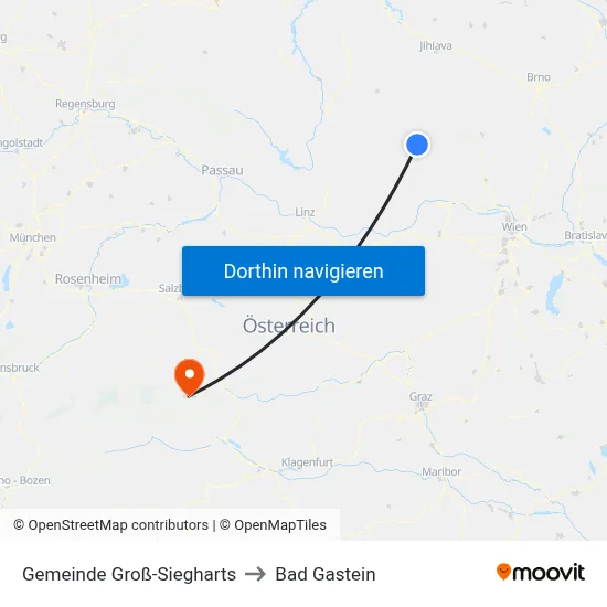Gemeinde Groß-Siegharts to Bad Gastein map