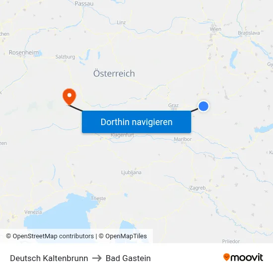 Deutsch Kaltenbrunn to Bad Gastein map