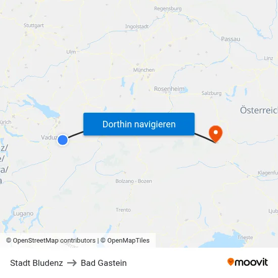 Stadt Bludenz to Bad Gastein map