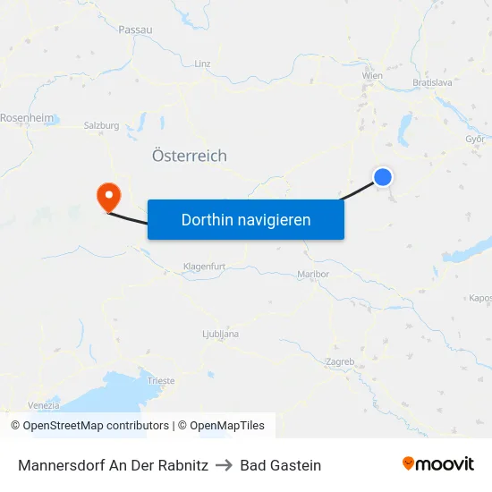 Mannersdorf An Der Rabnitz to Bad Gastein map