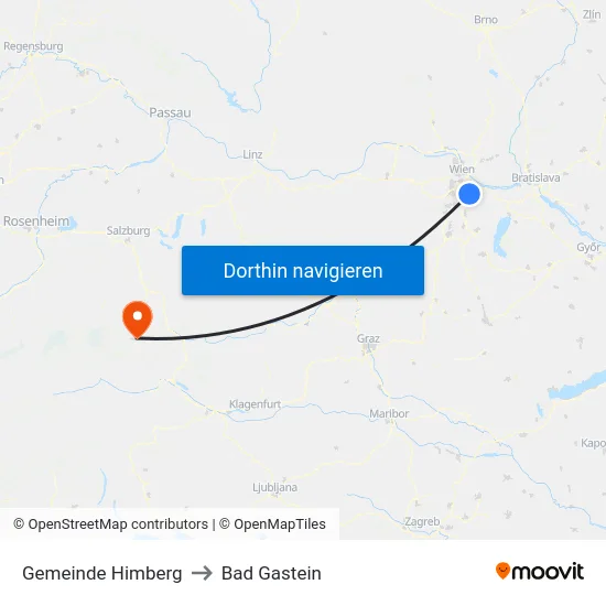 Gemeinde Himberg to Bad Gastein map