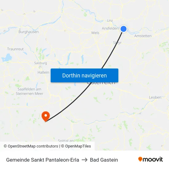 Gemeinde Sankt Pantaleon-Erla to Bad Gastein map