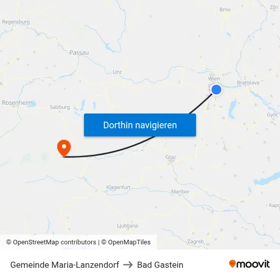 Gemeinde Maria-Lanzendorf to Bad Gastein map