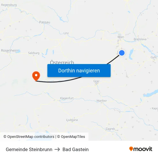Gemeinde Steinbrunn to Bad Gastein map