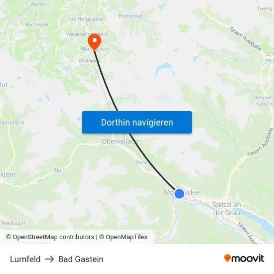 Lurnfeld to Bad Gastein map