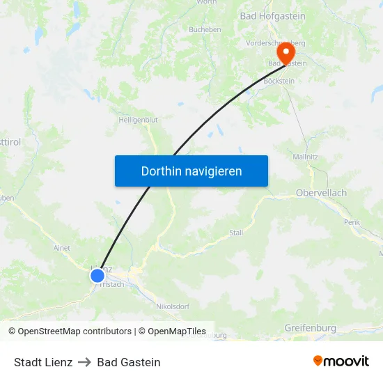 Stadt Lienz to Bad Gastein map