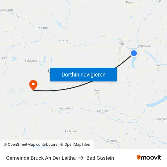 Gemeinde Bruck An Der Leitha to Bad Gastein map