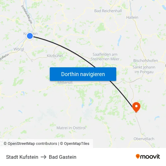 Stadt Kufstein to Bad Gastein map