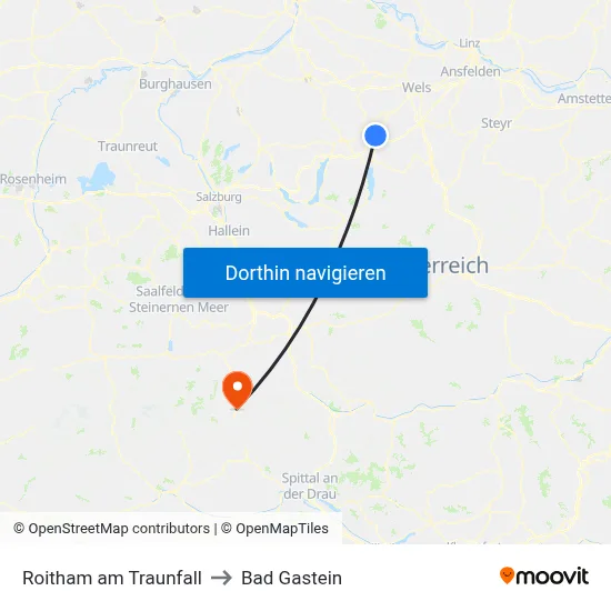 Roitham am Traunfall to Bad Gastein map