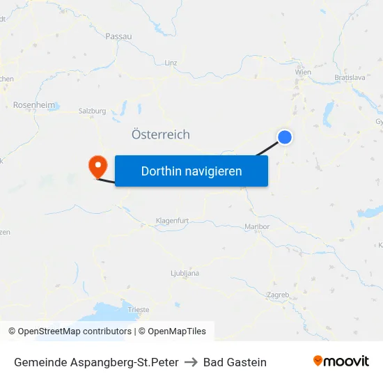 Gemeinde Aspangberg-St.Peter to Bad Gastein map