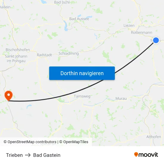 Trieben to Bad Gastein map