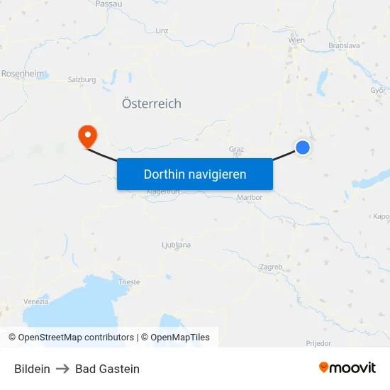 Bildein to Bad Gastein map