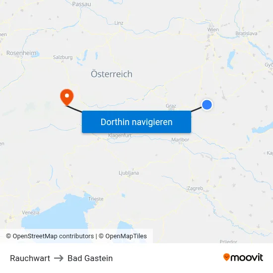 Rauchwart to Bad Gastein map