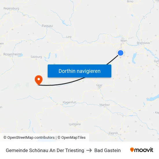 Gemeinde Schönau An Der Triesting to Bad Gastein map