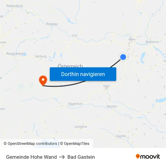 Gemeinde Hohe Wand to Bad Gastein map