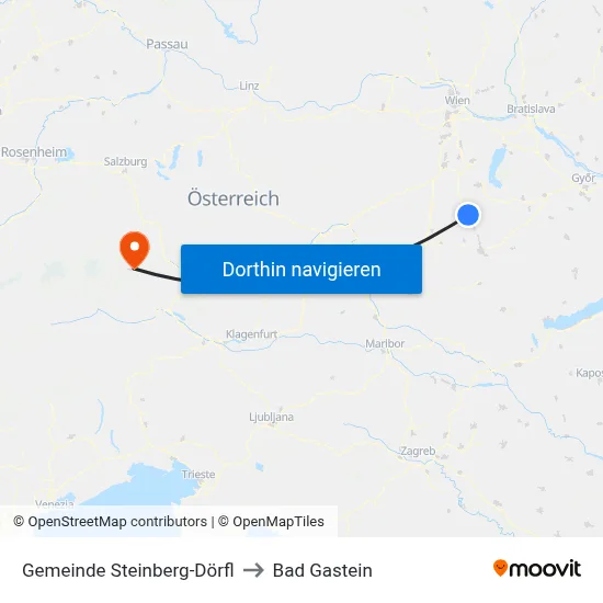 Gemeinde Steinberg-Dörfl to Bad Gastein map